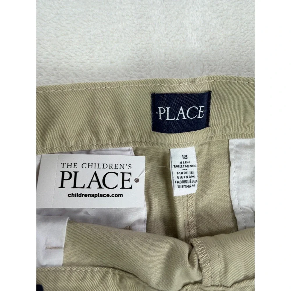 The Children's Place Chino Shorts Uniform Cotton Tan Boys Size 18 Slim 2pk NWT